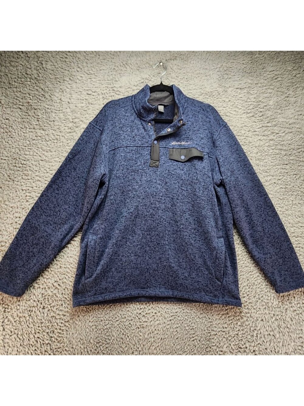 Eddie Bauer Sweater Mens Large Blue Quarter Snap Pullover Gorpcore